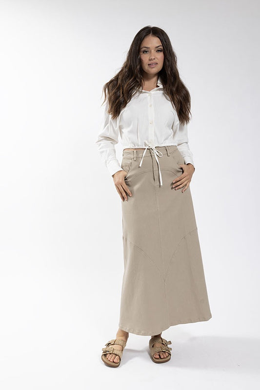 WHITE WASHED LINEN CROPPED BLOUSE