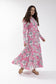 PINK ENLARGED FLORAL TIERED SHITDRESS