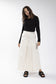 CREAM CONTRAST STITCH PLEAT COMBO WRAP SKIRT