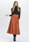 RUST FAUX WRAP SUEDE SKIRT