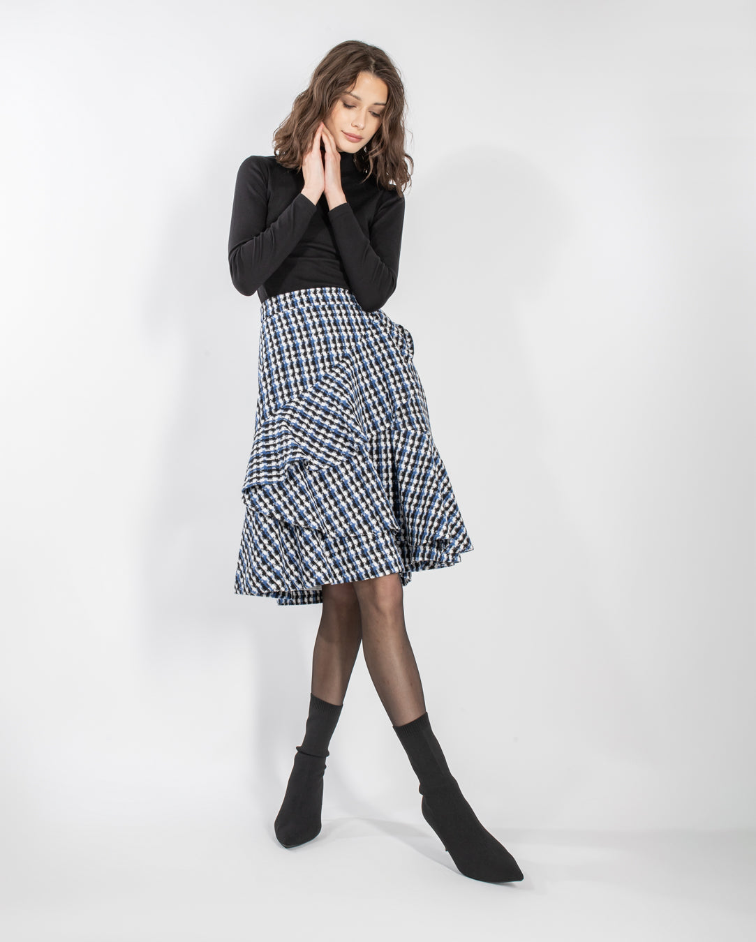 Blue Plaid Ruffle Skirt Style And Trend 2455