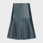 DEEP TEAL DROP HEM LEATHER SKIRT