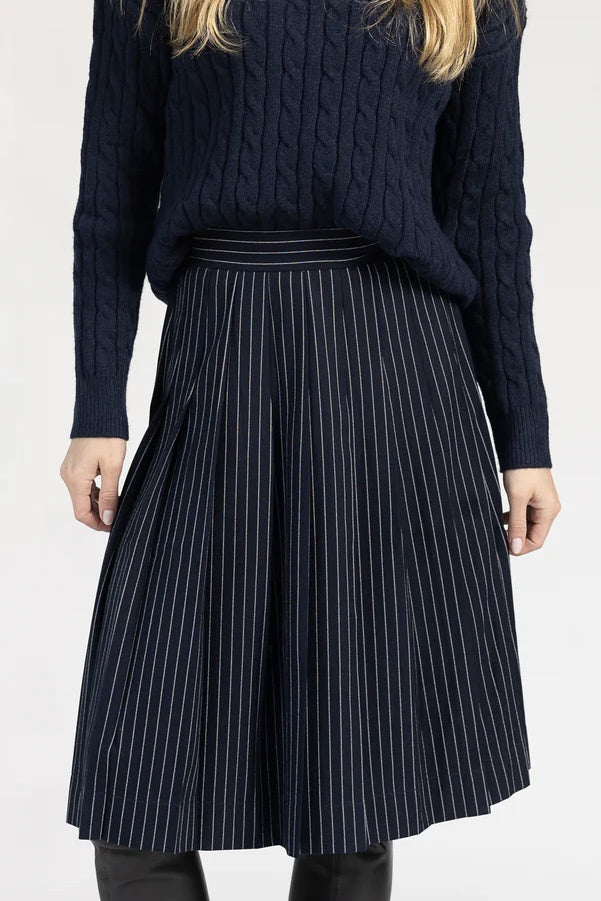 PINSTRIPE PLEATED SKIRT