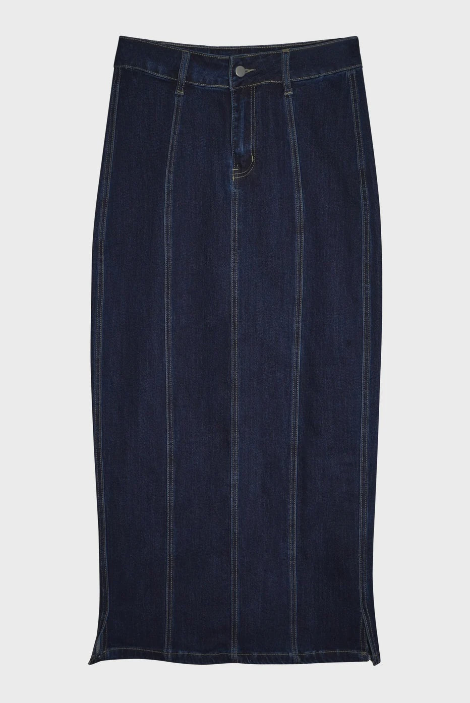 BLUE PANEL STRETCHY DENIM SKIRT