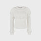 WHITE RUFFLE POINTELLE SWEATER