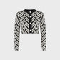 BLACK & WHITE HERRINGBONE WOOL CARDIGAN