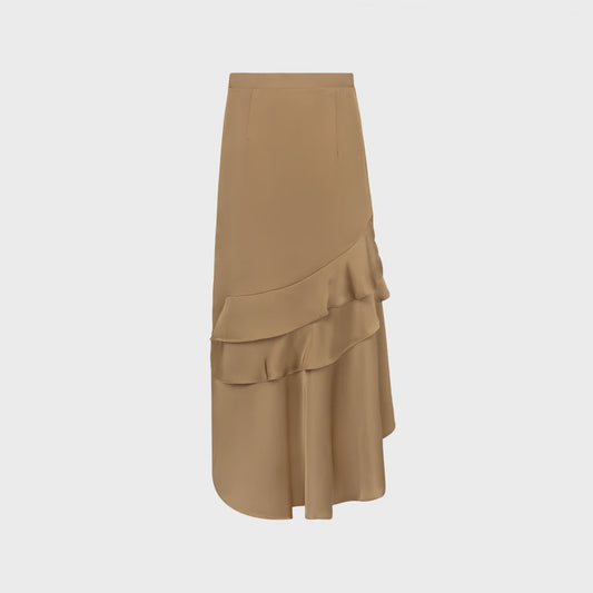 MOCHA SATIN SLIP SKIRT