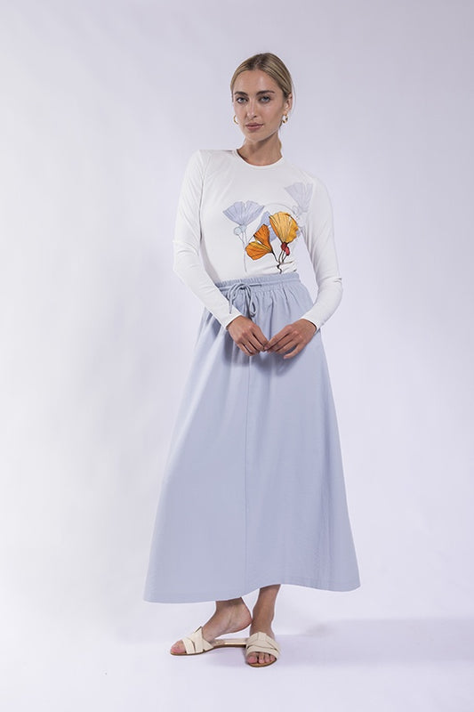 ICE BLUE PULL ON DRAWCORD SKIRT