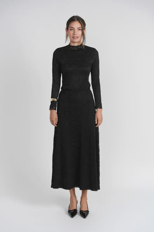 BLACK LACE MAXI SKIRT