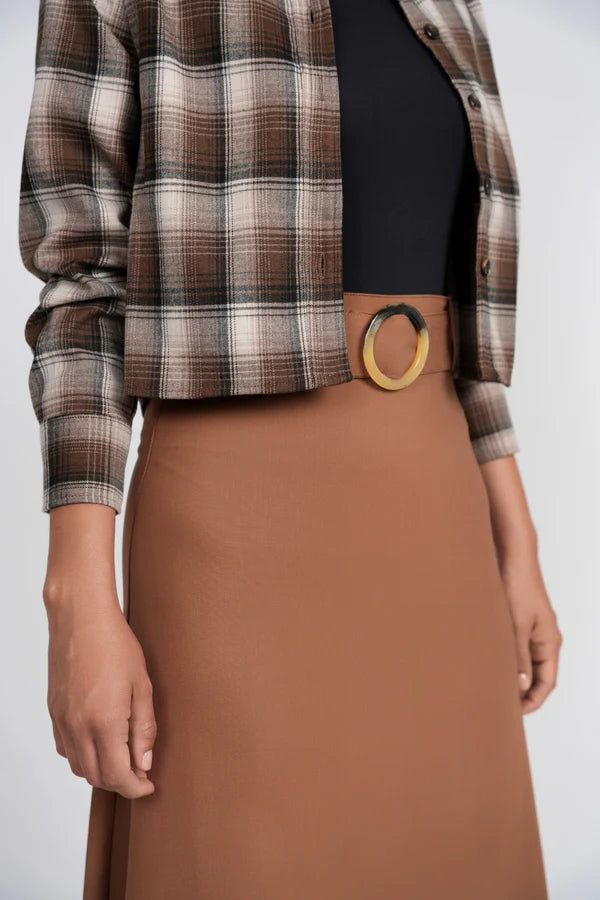 MAXI ALINE SKIRT WITH SELF FABRIC BELT