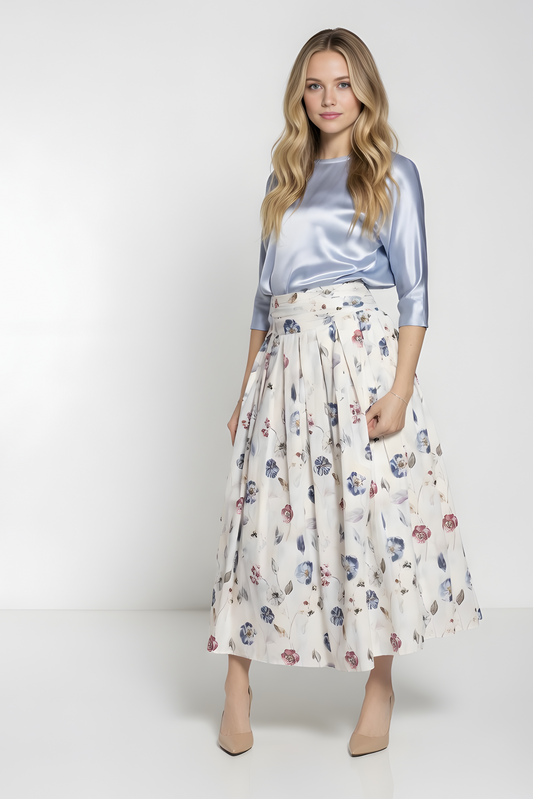 FLORAL PLEATED SKIRT AVAILABLE IN 2 COLORS