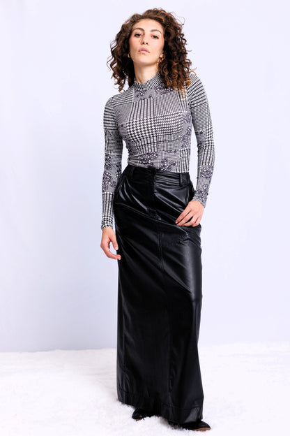 PRINTED COTTON MOCKNECK AVAILABLE IN 5 COLORS