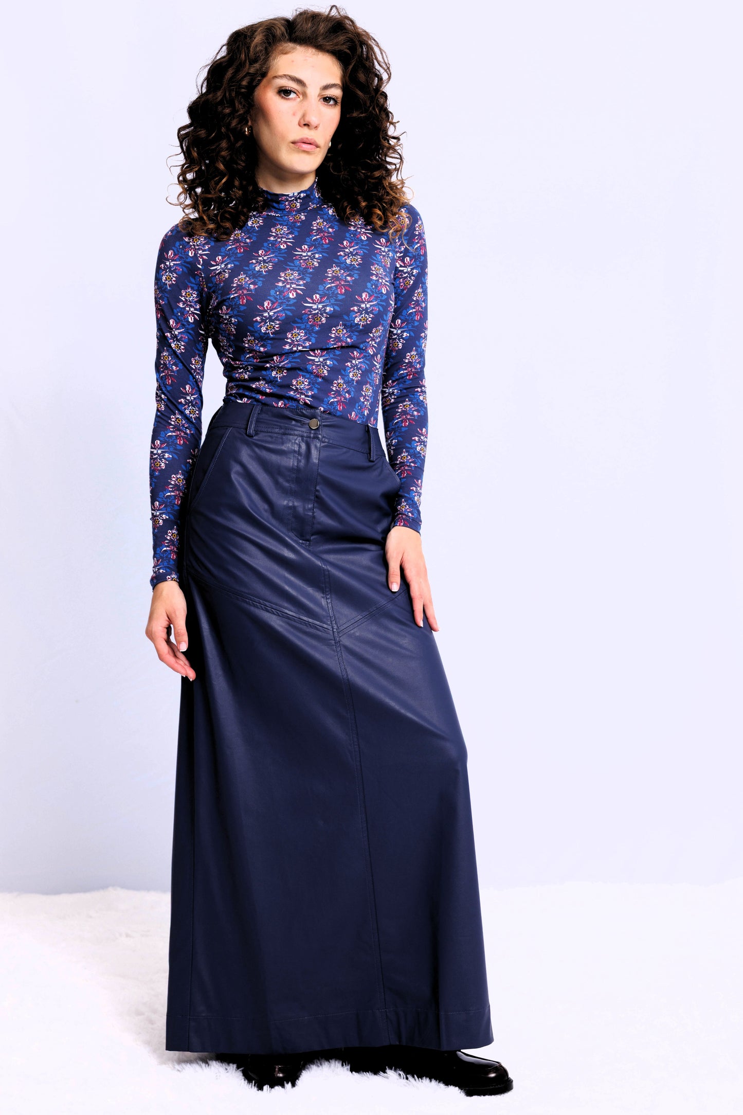 PRINTED COTTON MOCKNECK AVAILABLE IN 5 COLORS