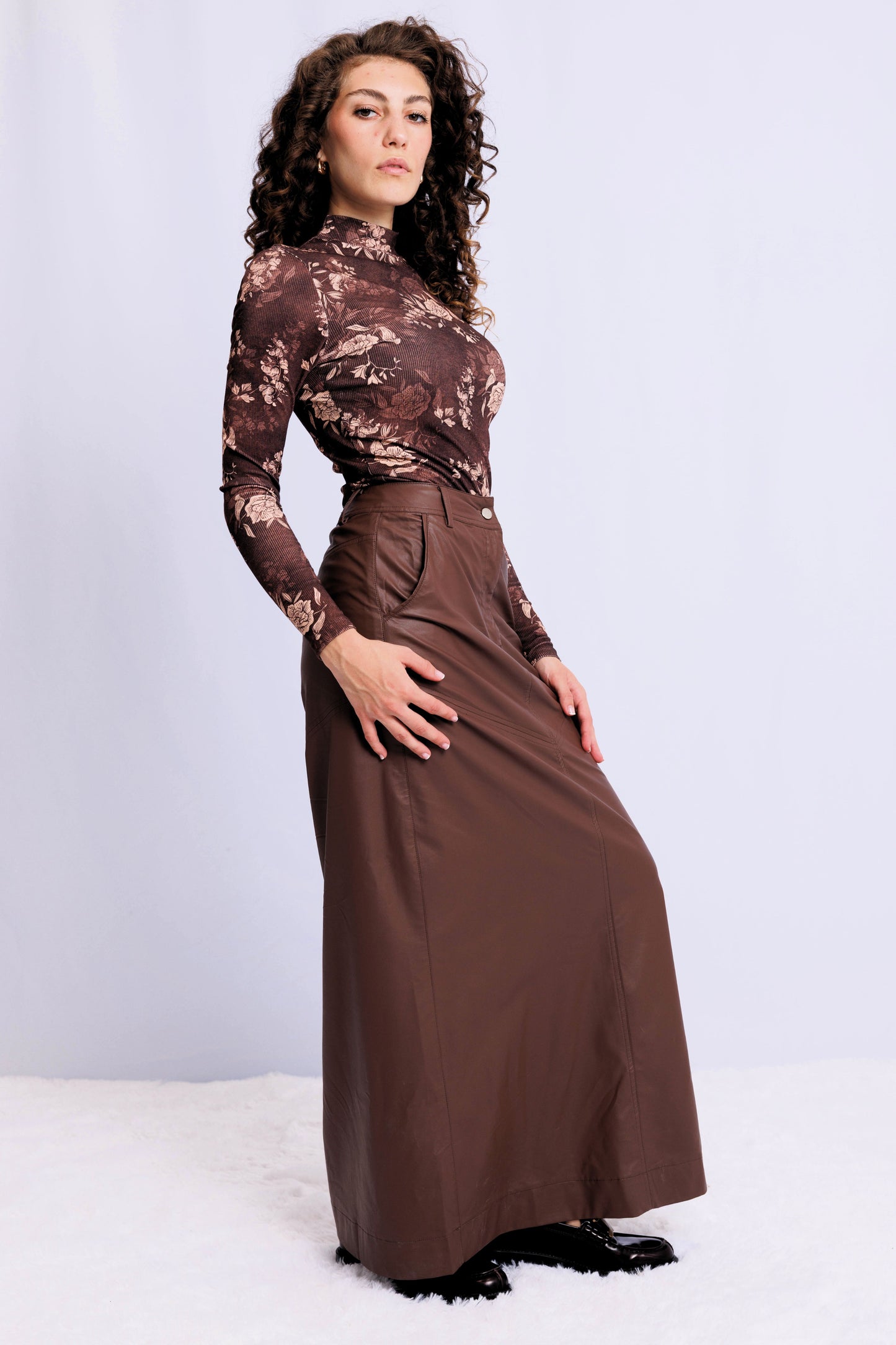 PRINTED MICRO-RIBBED MOCKNECK TOP AVAILABLE IN 5 PRINTS