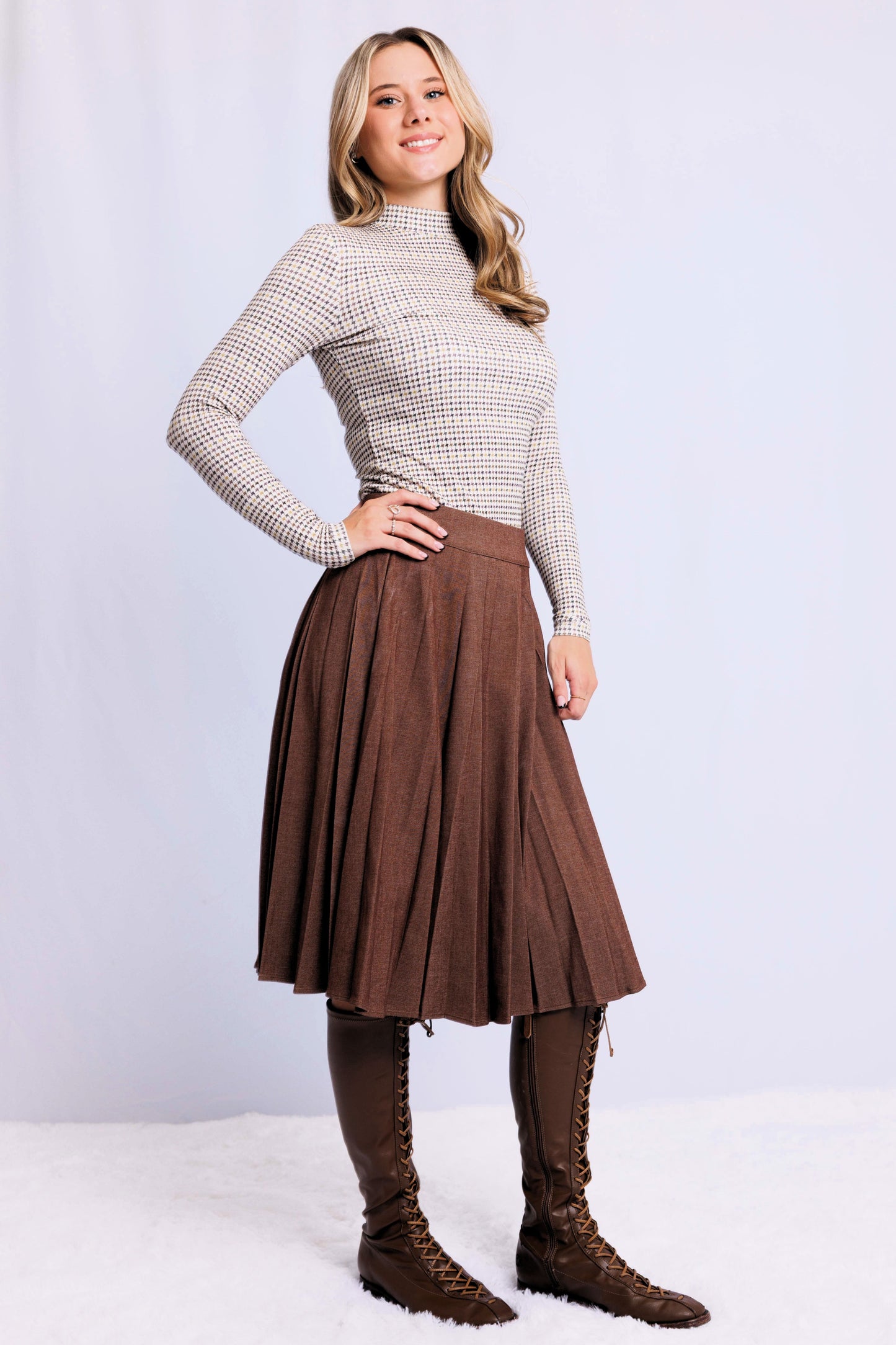 PRINTED MICRO-RIBBED MOCKNECK TOP AVAILABLE IN 5 PRINTS