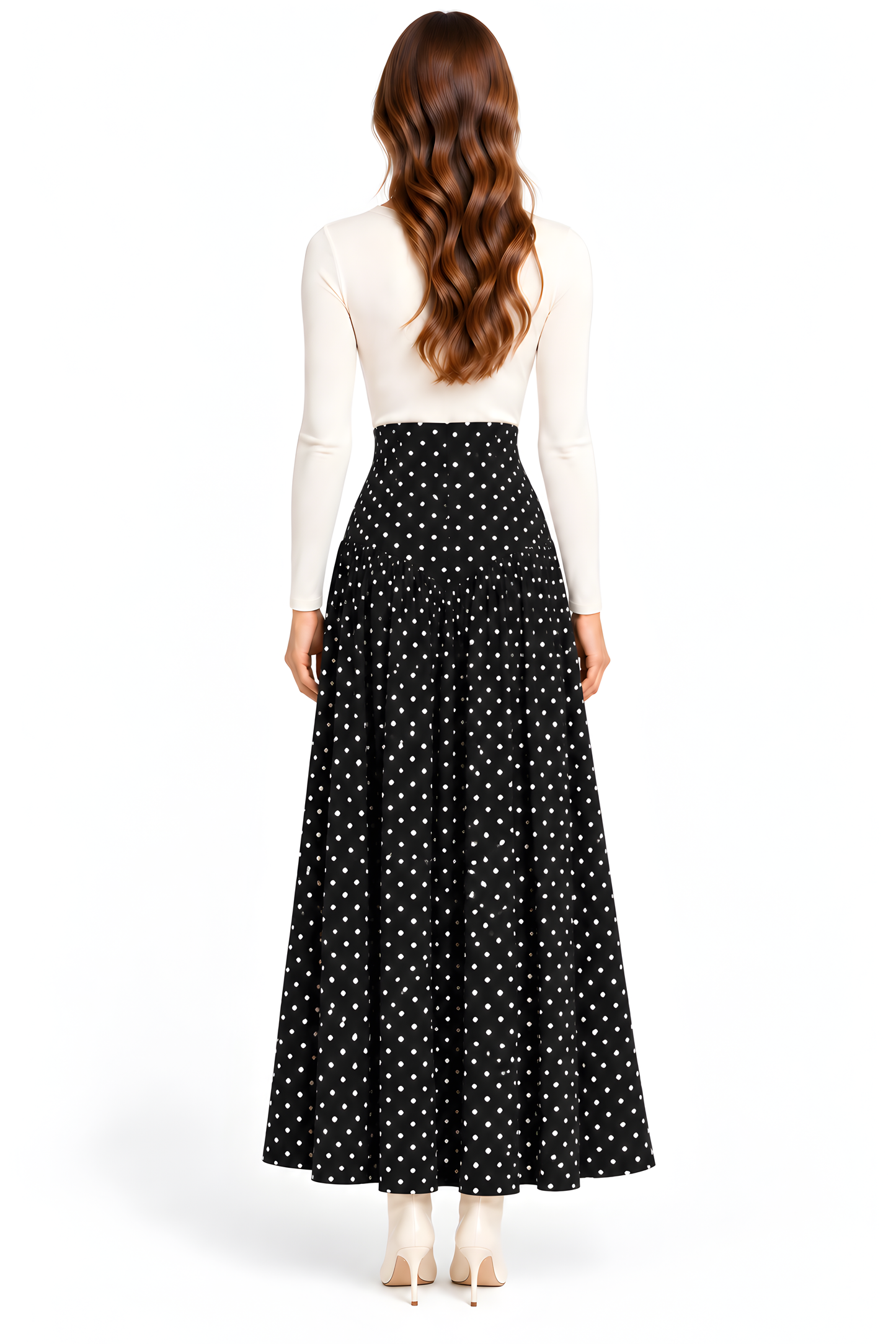 PLEATED POLKA DOT SKIRT AVAILABLE IN 3 COLORS