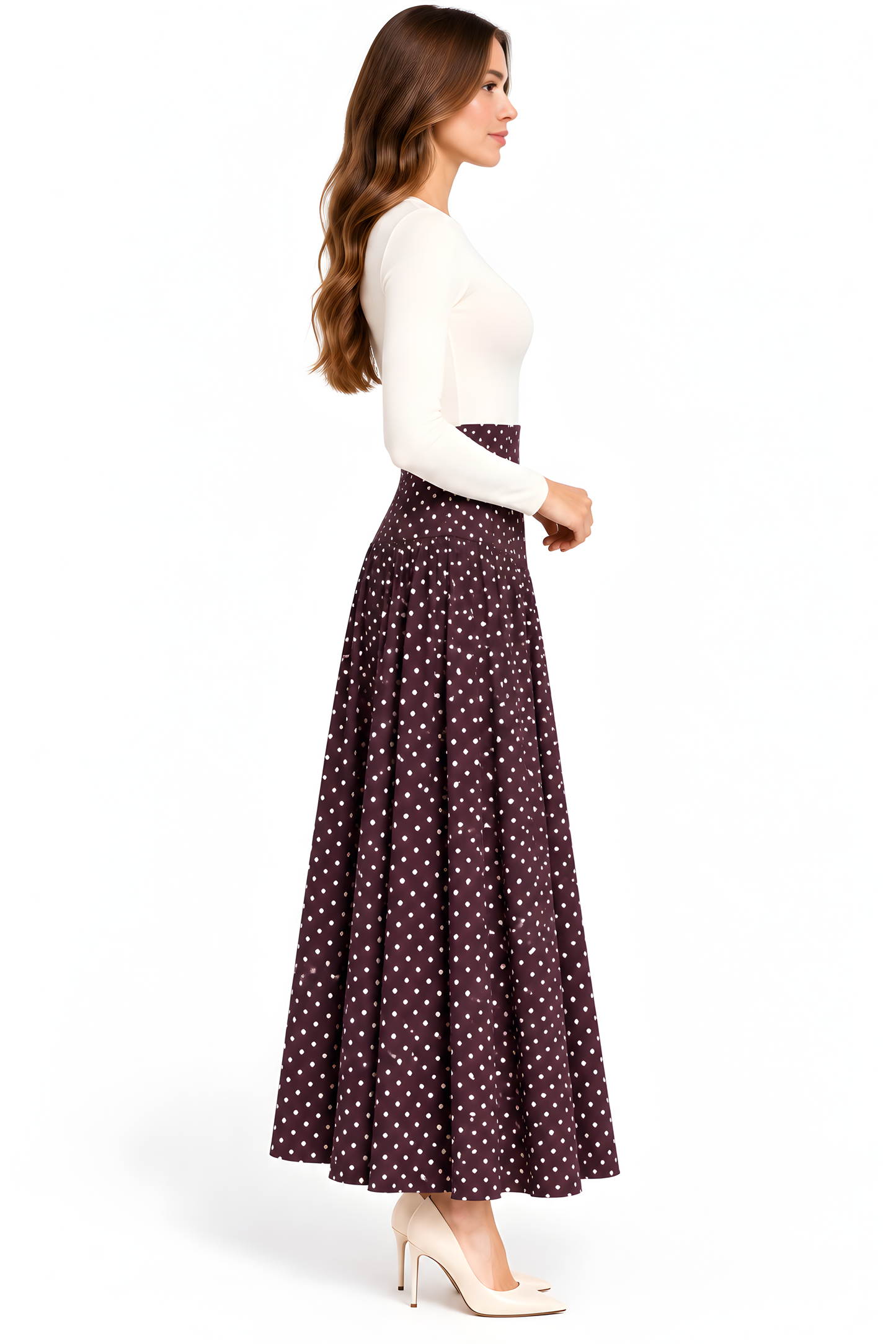 PLEATED POLKA DOT SKIRT AVAILABLE IN 3 COLORS
