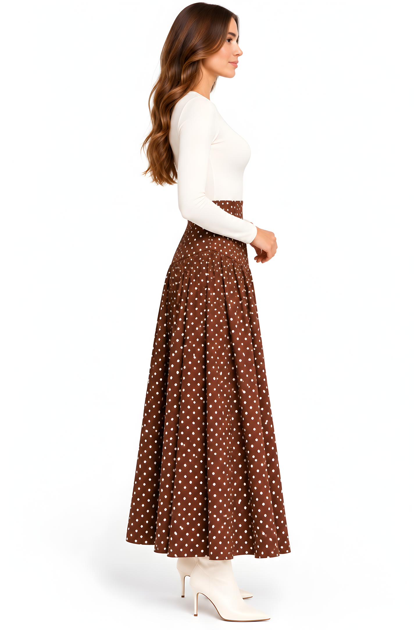 PLEATED POLKA DOT SKIRT AVAILABLE IN 3 COLORS