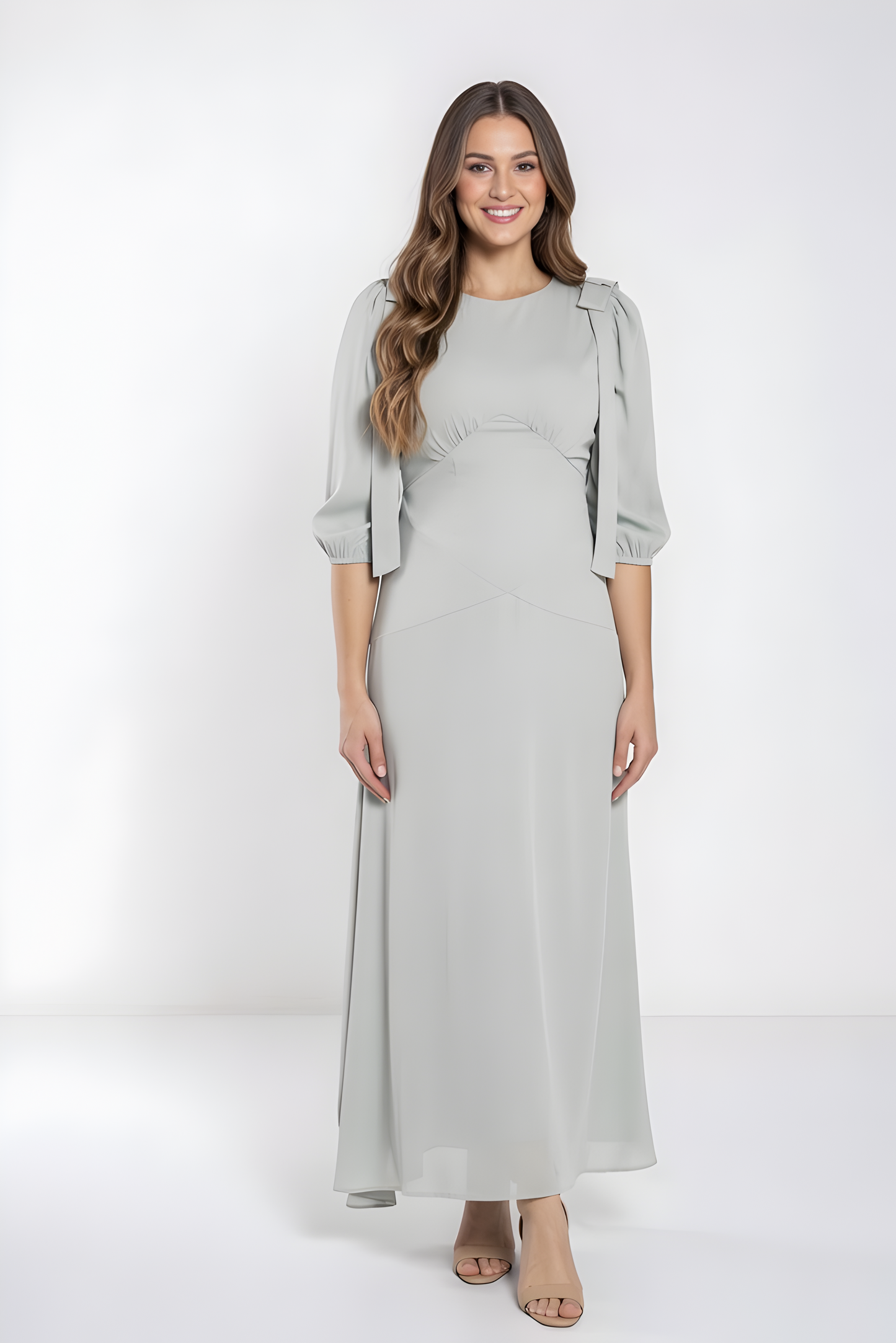 MIDI DRESS WITH BOW DETAIL AVAILABLE IN 2 COLORS