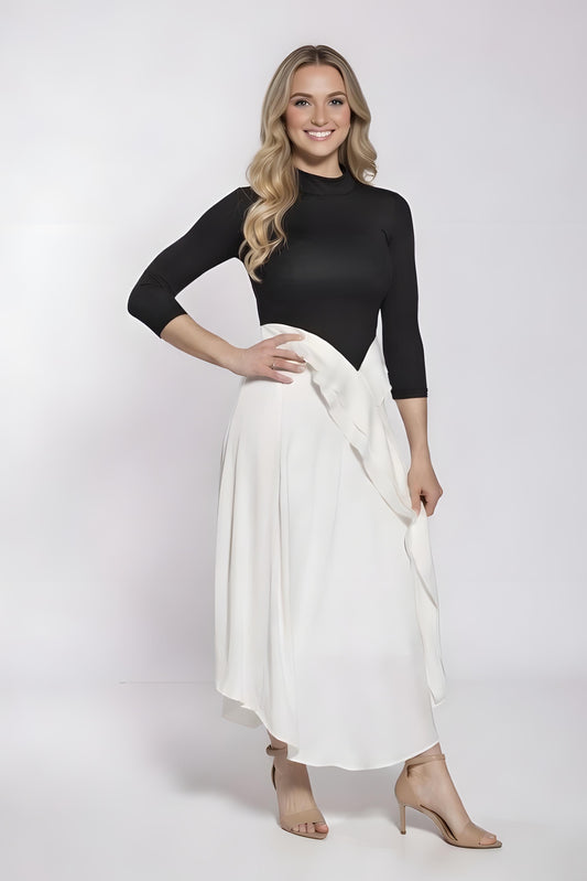 MIDI DRESS WITH DRAPE DETAIL AVAILABLE IN 2 COLORS