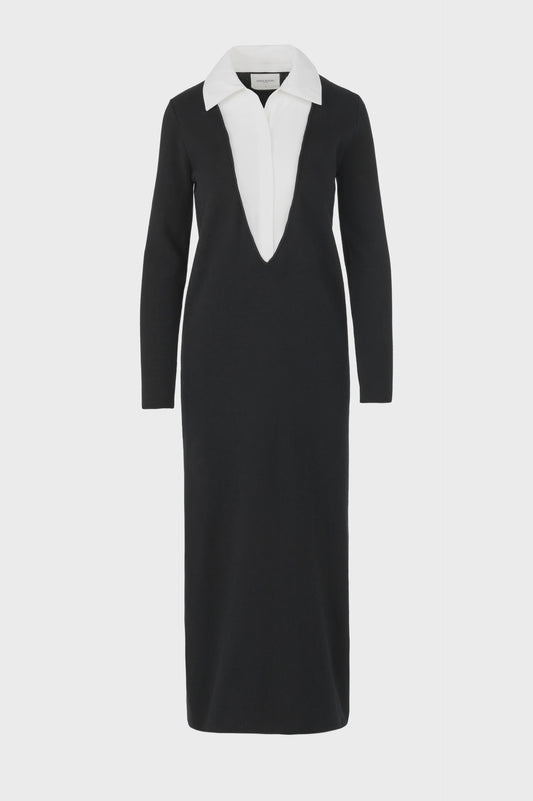 MR- 25015 BLACK KNIT DRSS WITH WHTE SHIRT