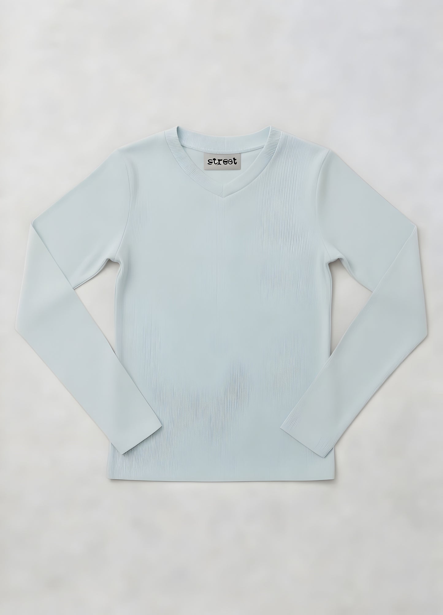 MICRORIBBED V-NECK LONG SLEEVES - MINT
