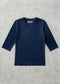 MICRORIBBED V-NECK 3/4 SLEEVES - NAVY
