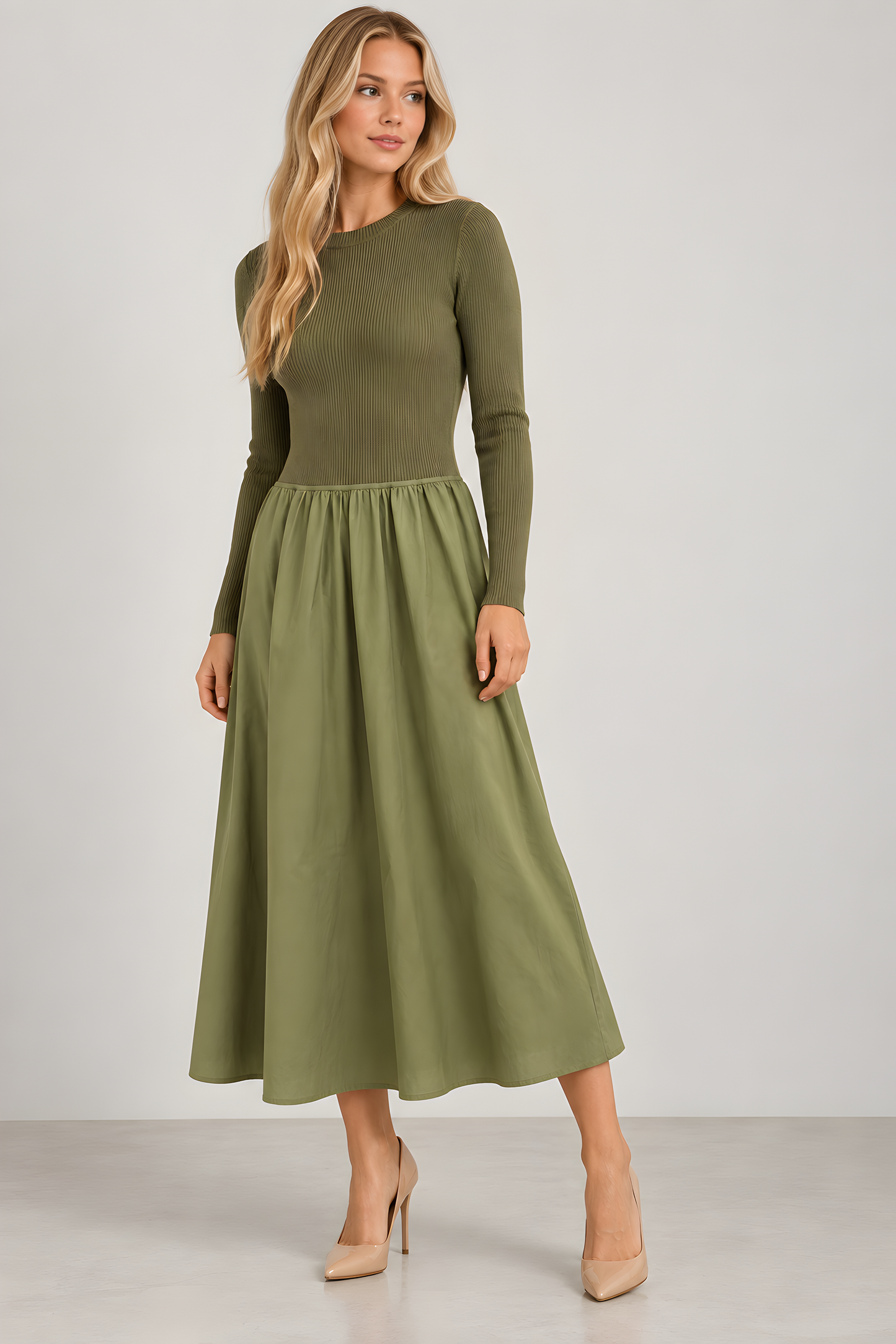 MIXED MEDIA DRESS AVAILABLE IN 2 COLORS