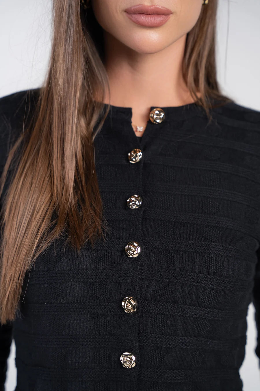 BLACK PEPLUM CARDI