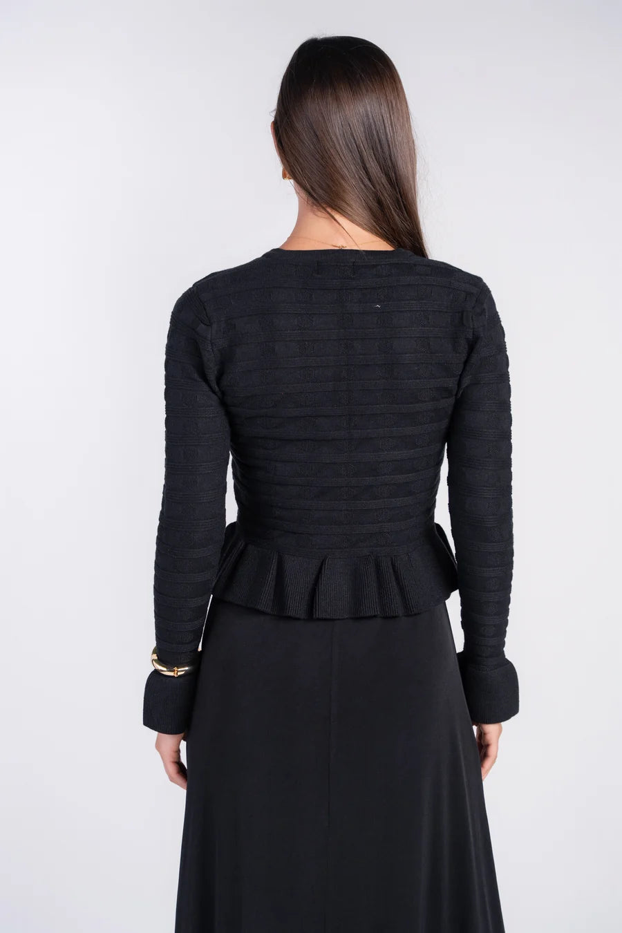 BLACK PEPLUM CARDI