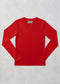 MICRORIBBED V-NECK LONG SLEEVES -    RED