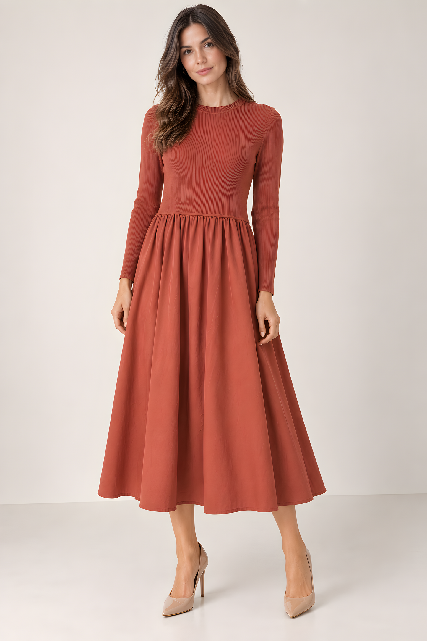 MIXED MEDIA DRESS AVAILABLE IN 2 COLORS