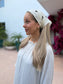 SOLID FLORAL EMBROIDERY BANDANA WHITE