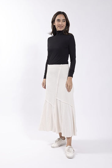 IVORY CORDUROY PANEL SKIRT