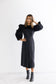 BLACK SATIN DRESS PUFF SLEEVES AND V NECK