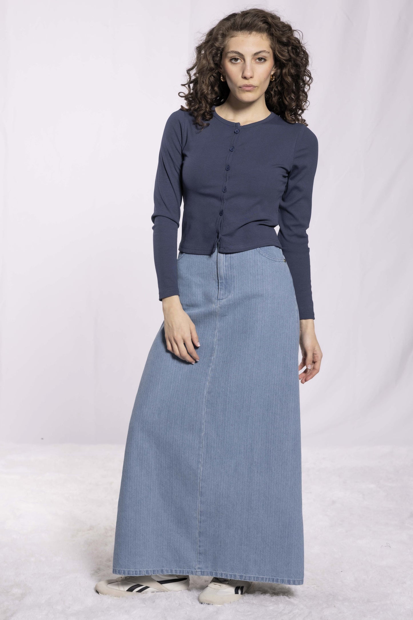 TONAL STRIPED DENIM SKIRT AVAILABLE IN 3 COLORS