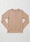 MICRORIBBED V-NECK LONG SLEEVES -   TAN