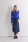 NAVY SATIN SKIRT