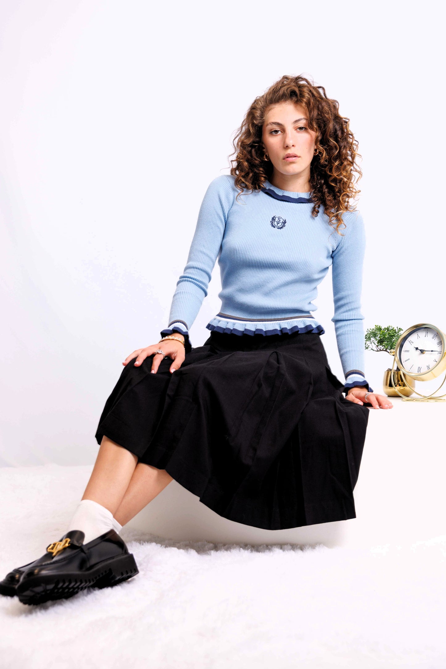 RUFFLE TRIM SWEATER AVAILABLE IN 3 COLORS