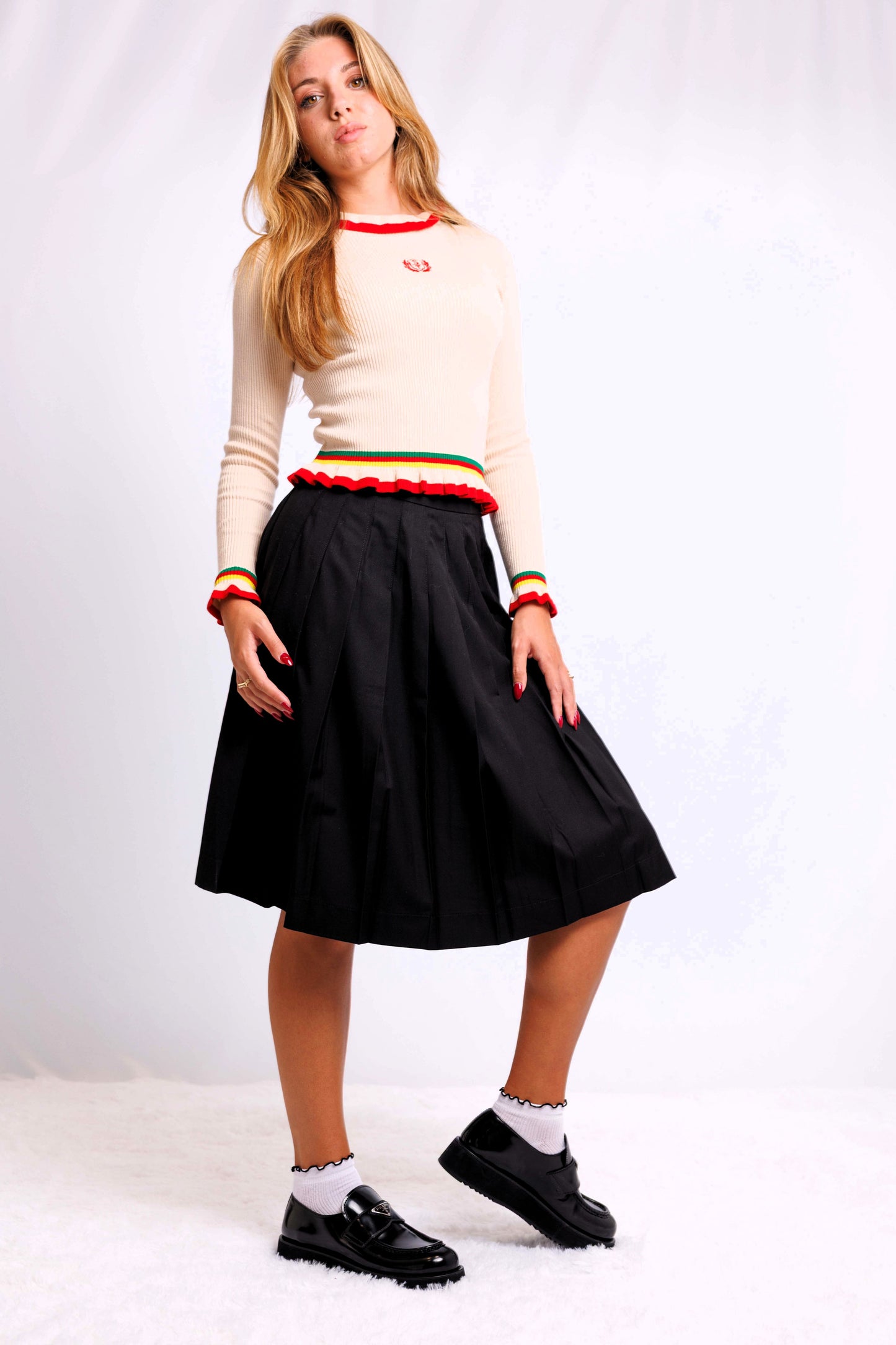 RUFFLE TRIM SWEATER AVAILABLE IN 3 COLORS
