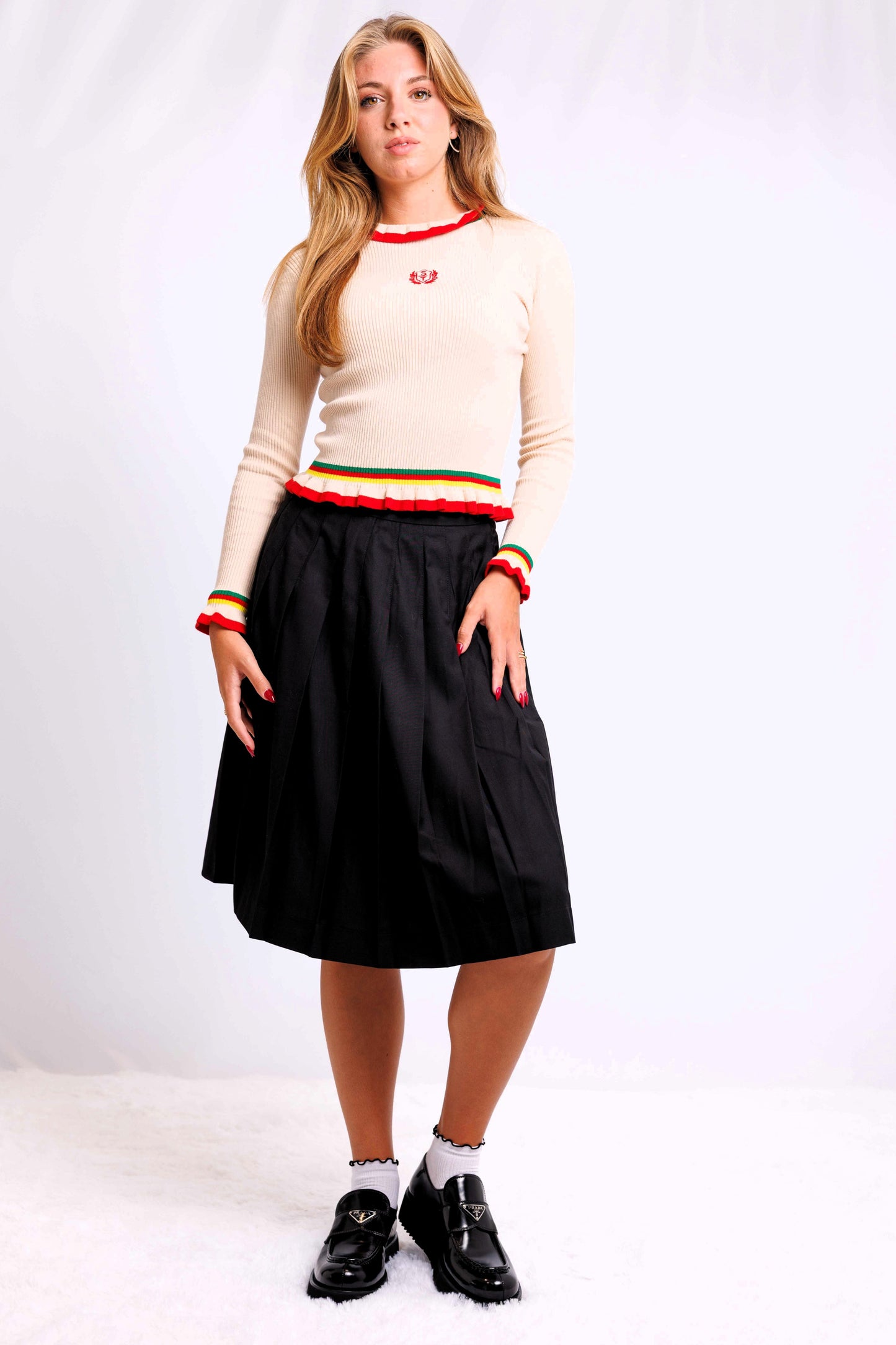 RUFFLE TRIM SWEATER AVAILABLE IN 3 COLORS