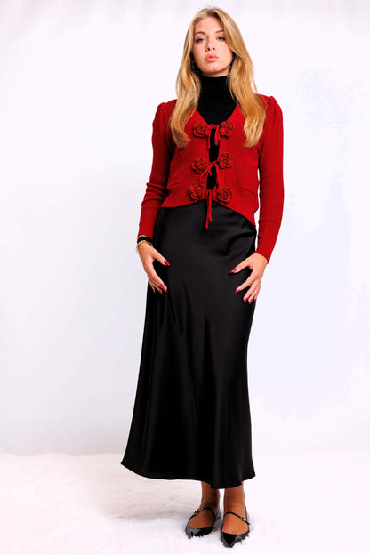 CARDIGAN WITH EMBROIDERED BUTTON CLOSURE AVAILABLE IN 2 COLORS