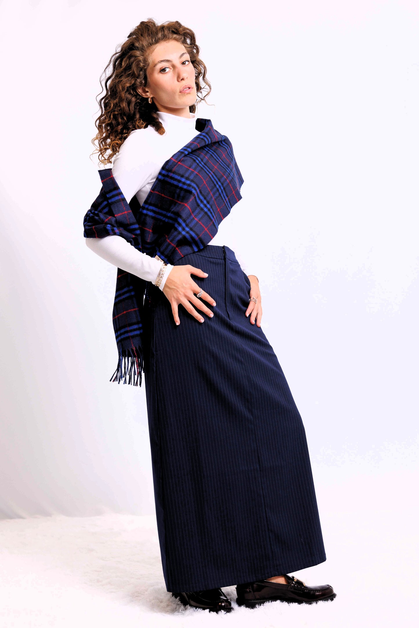PINSTRIPE MIDI SKIRT AVAILABLE IN 3 COLORS