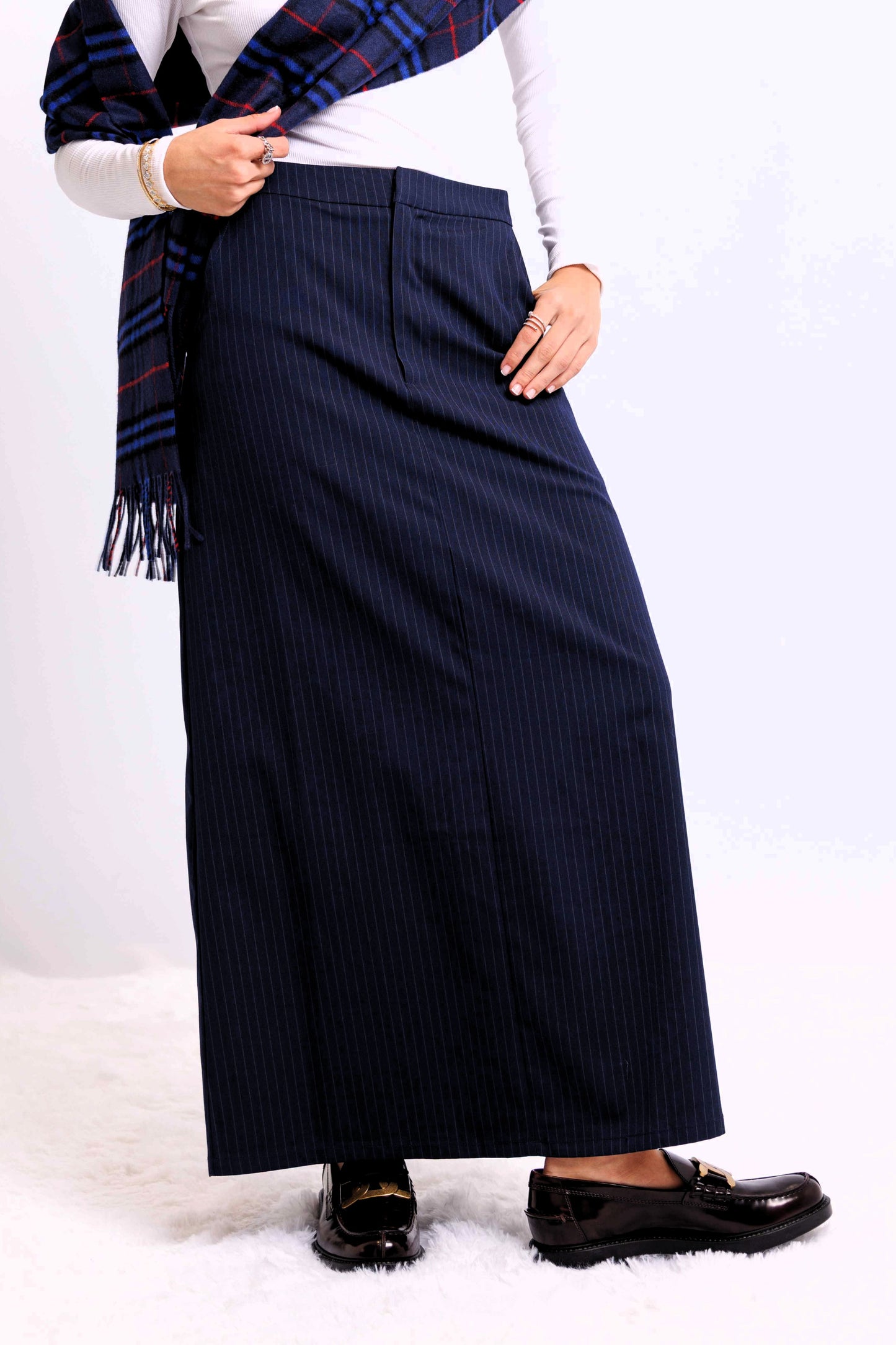 PINSTRIPE MIDI SKIRT AVAILABLE IN 3 COLORS