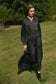 BLACK SILK MAXI DRESS WITH RUCHED WAIST