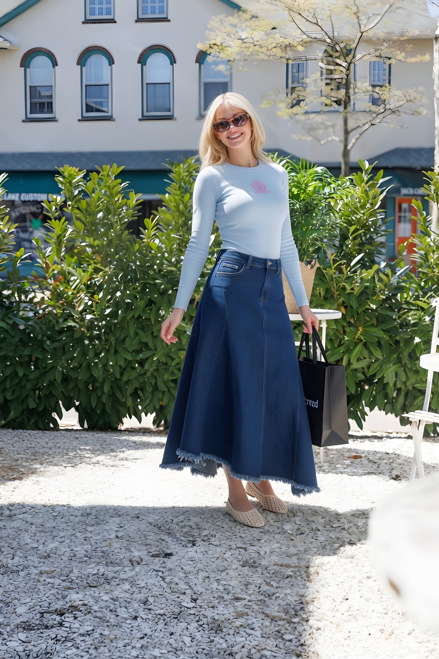 ASYMMETRICAL DENIM SKIRT AVAILABLE IN 4 COLORS
