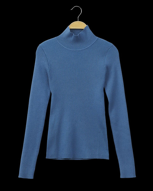 SKY BLUE RIBBED KNIT TOP