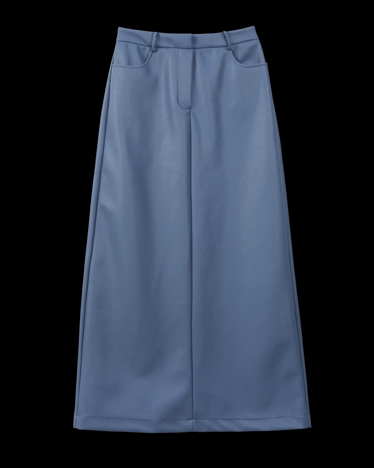 SKY BLUE LEATHER MAXI SKIRT