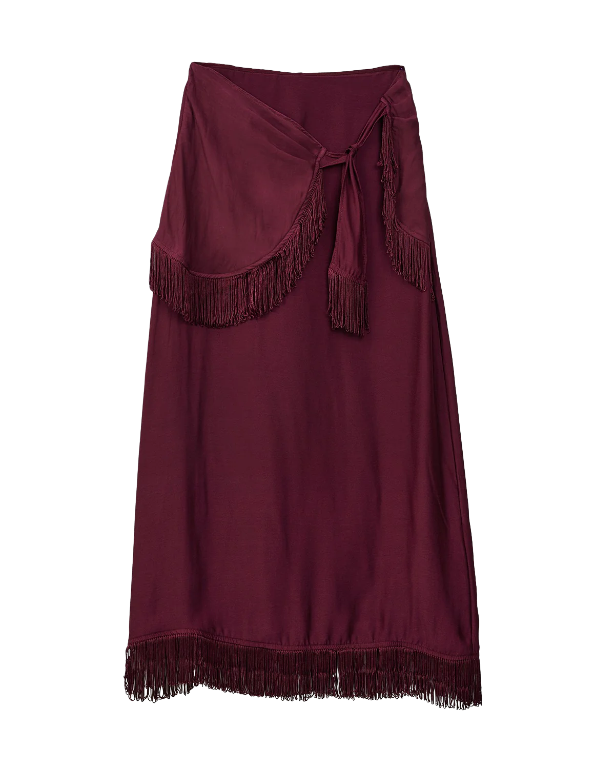 BURGUNDY FRINGE SKIRT