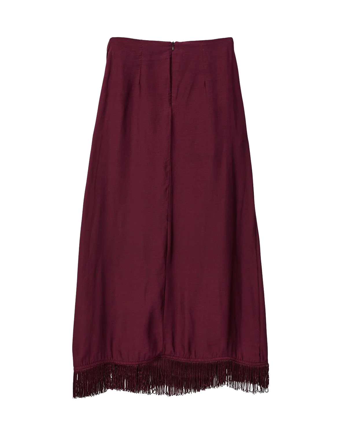 BURGUNDY FRINGE SKIRT